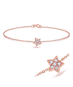 Rose Gold Plated Sparking Star Silver Anklet ANK-326-RO-GP